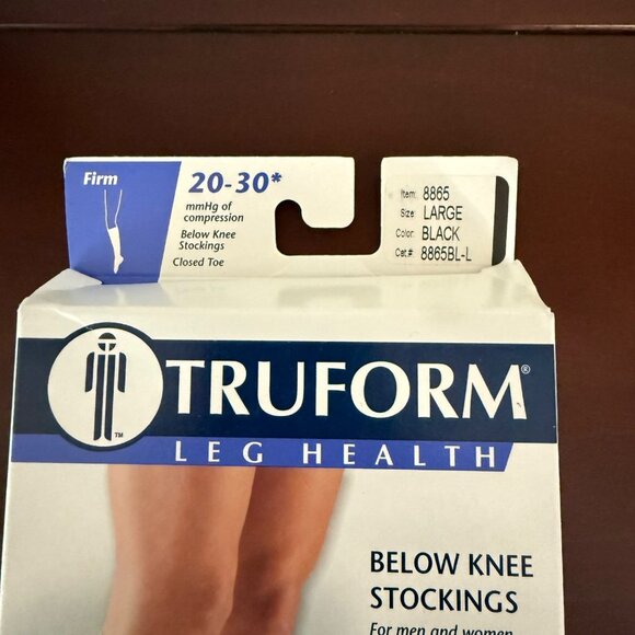 Truform Below Knee Compression Stockings 20-30 Mmhg Set of 3 Sz L Black NEW - Picture 2 of 6